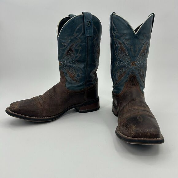 Laredo Boots Razor 7846 Brown Square Toe Cowboy Sz 10 E Fast Shipping